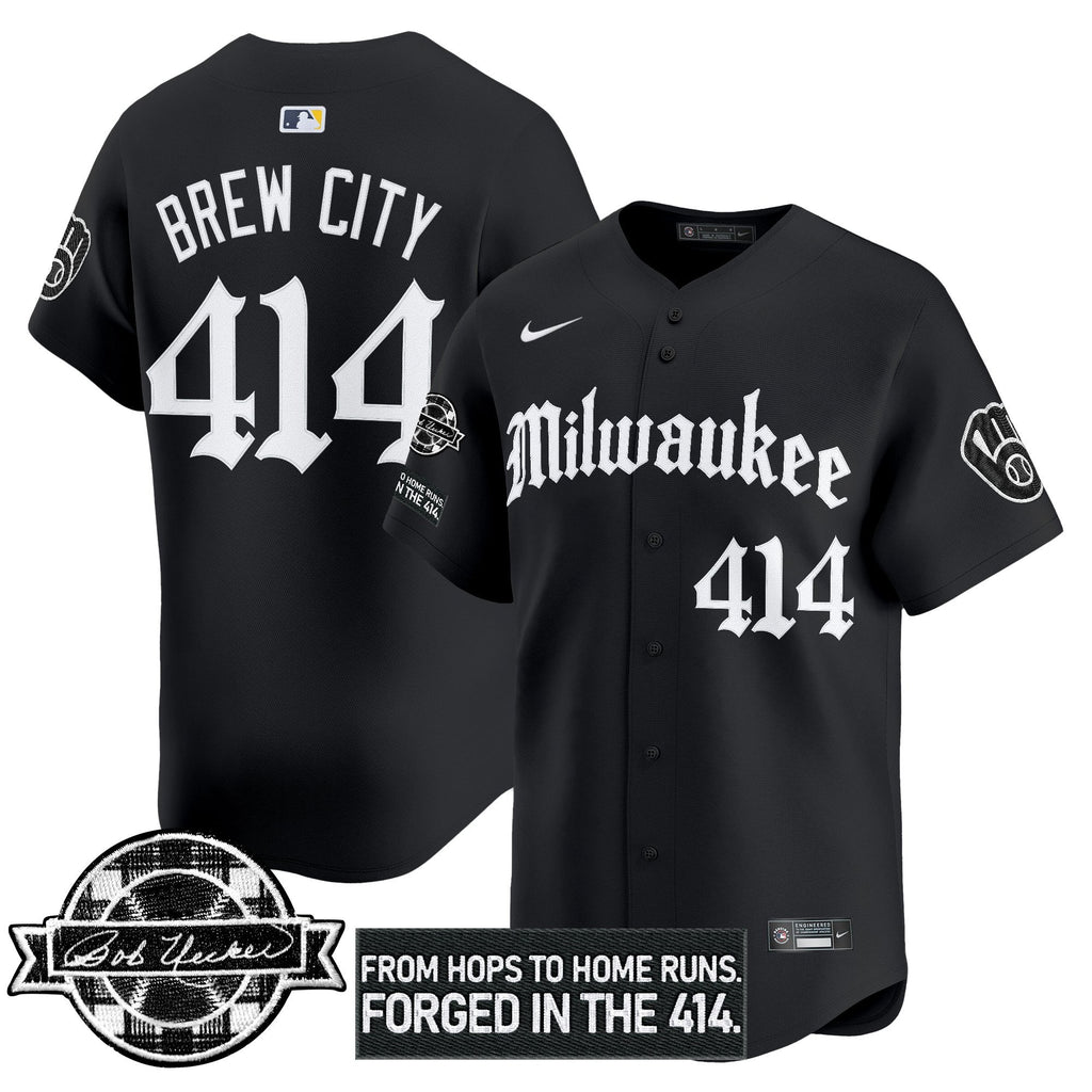 MIL Bob Uecker Patch Vapor Premier Limited Men Jersey - Gothic Edition - All Stitched
