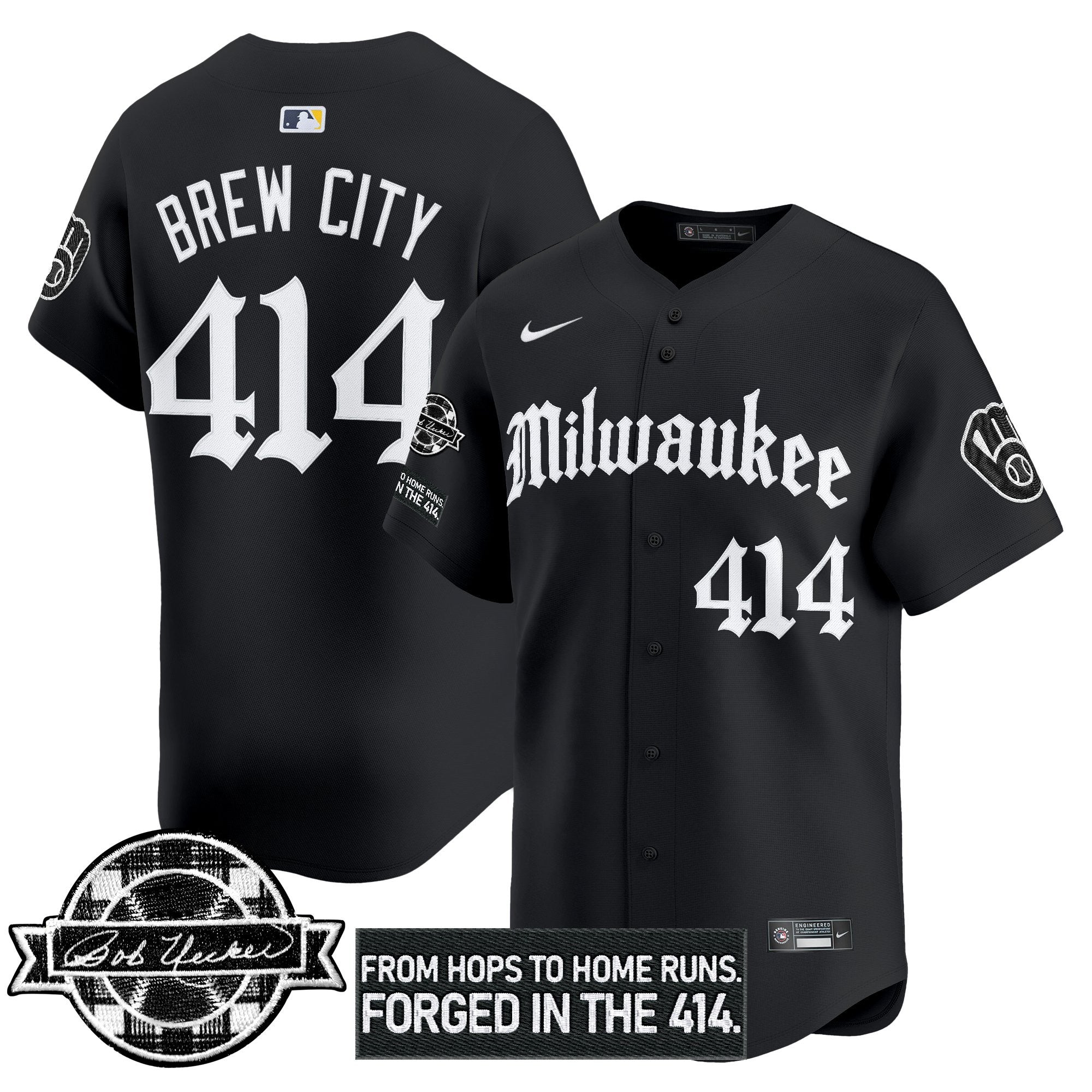 MIL Bob Uecker Patch Vapor Premier Limited Men Jersey - Gothic Edition - All Stitched
