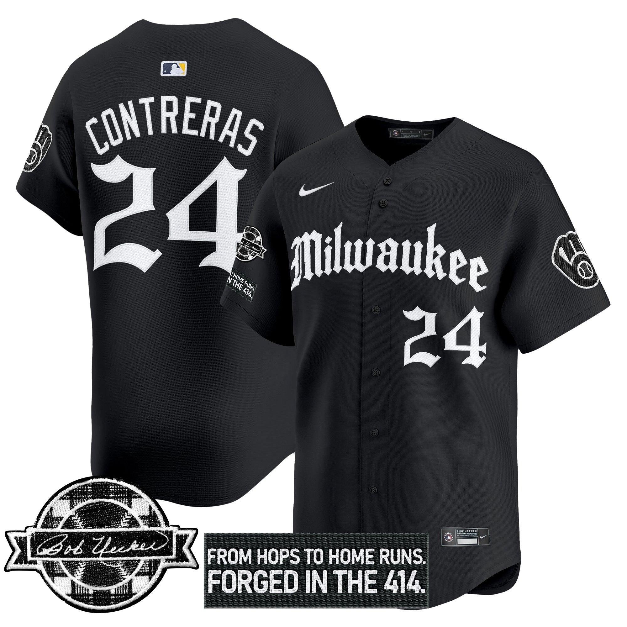 MIL Bob Uecker Patch Vapor Premier Limited Men Jersey - Gothic Edition - All Stitched