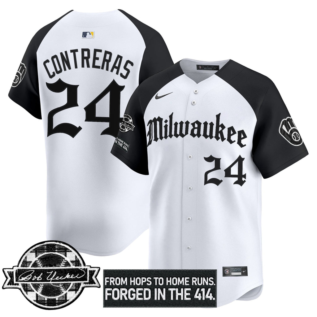 MIL Bob Uecker Patch Vapor Premier Limited Jersey - Gothic Edition - All Stitched
