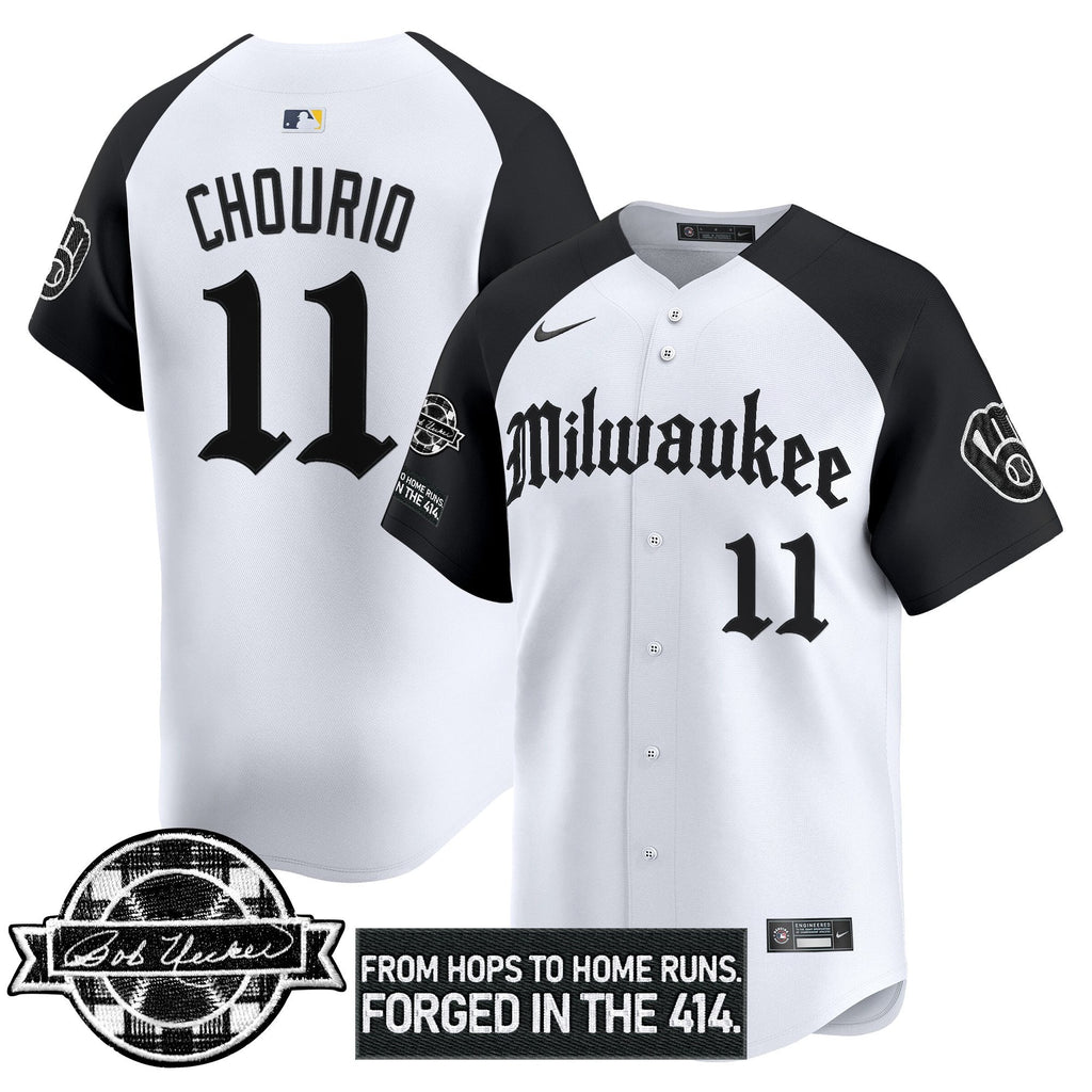 MIL Bob Uecker Patch Vapor Premier Limited Jersey - Gothic Edition - All Stitched