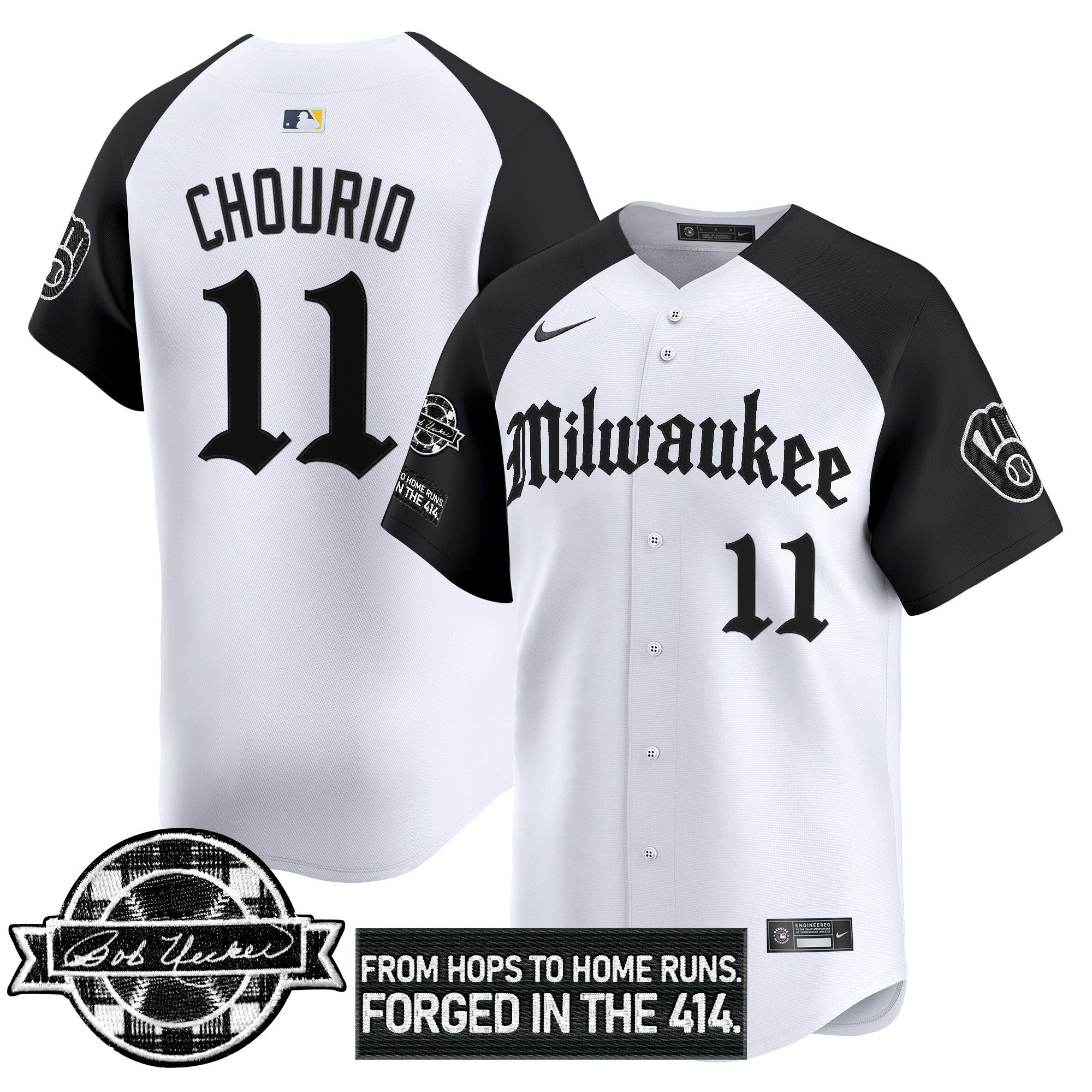 MIL Bob Uecker Patch Vapor Premier Limited Jersey - Gothic Edition - All Stitched