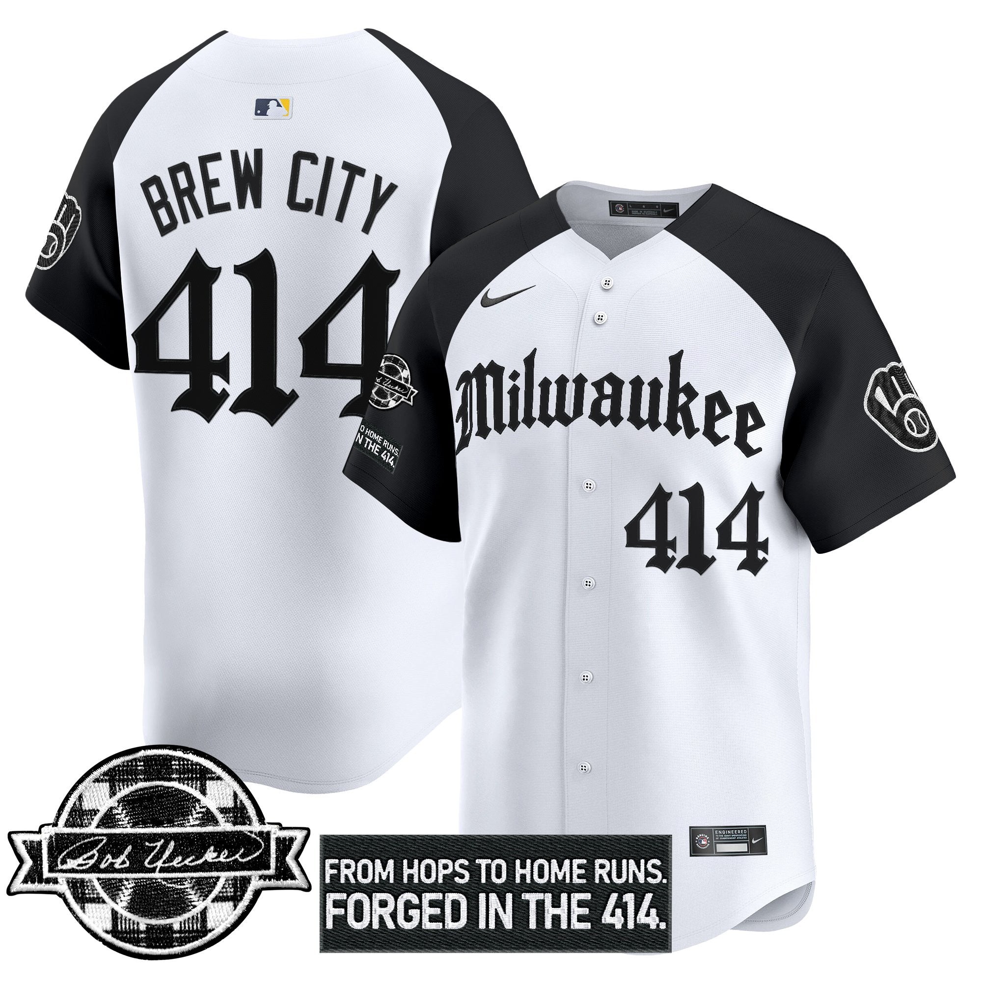 MIL Bob Uecker Patch Vapor Premier Limited Jersey - Gothic Edition - All Stitched