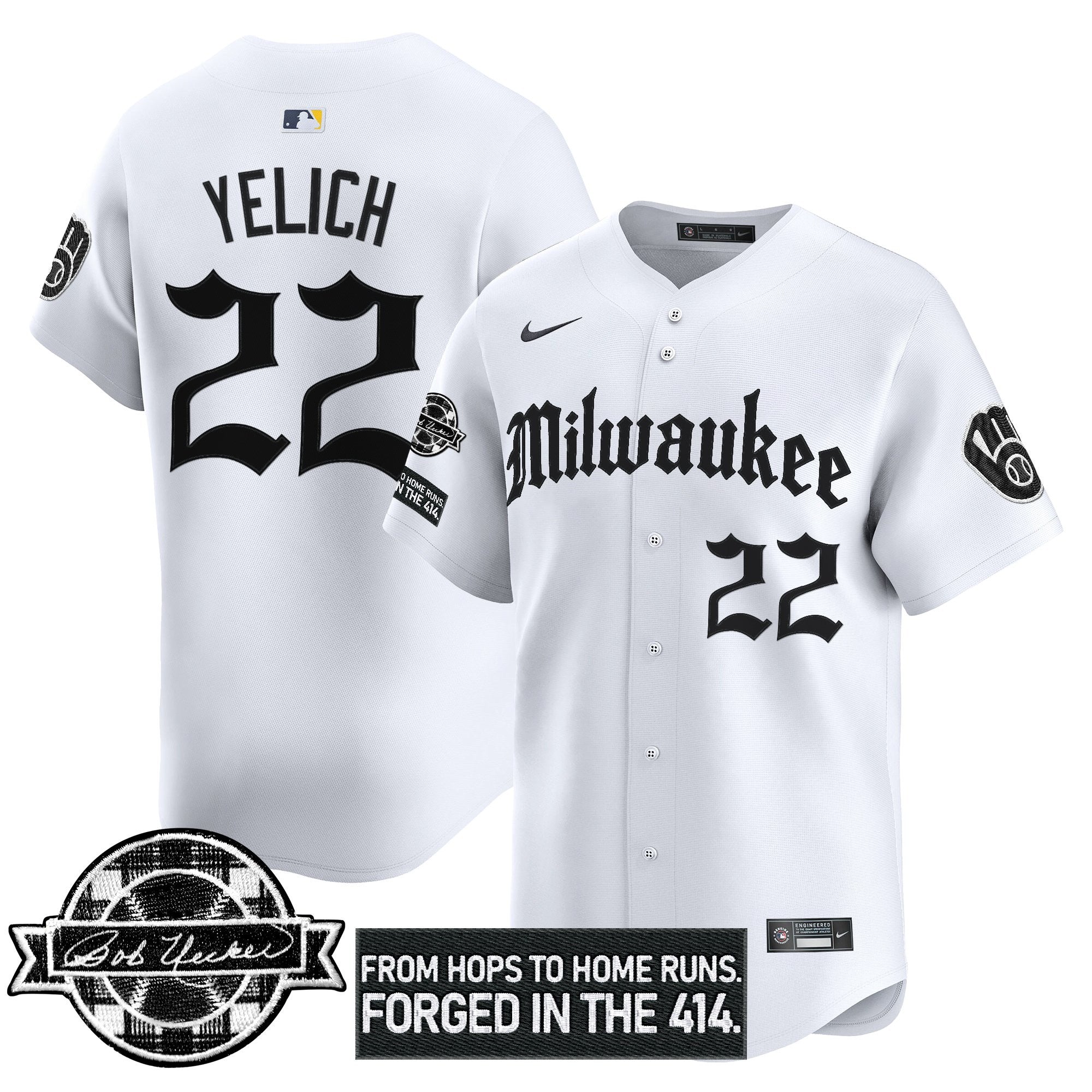 MIL Bob Uecker Patch Vapor Premier Limited Men Jersey - Gothic Edition - All Stitched