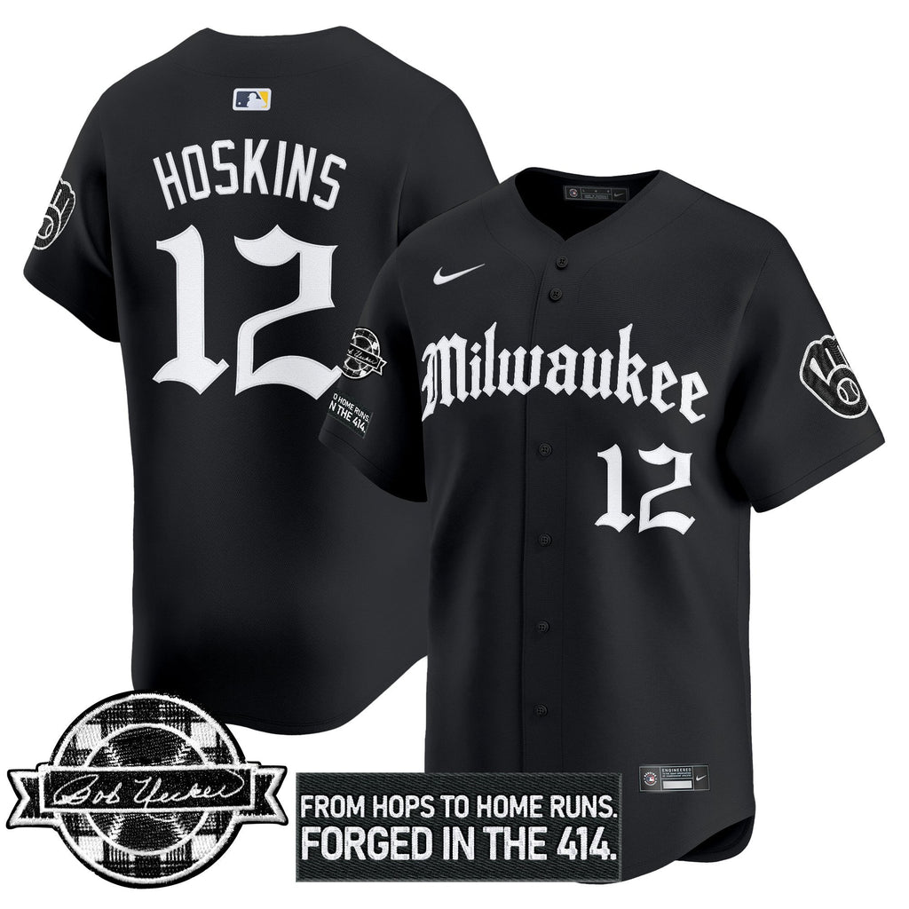 MIL Bob Uecker Patch Vapor Premier Limited Men Jersey - Gothic Edition - All Stitched