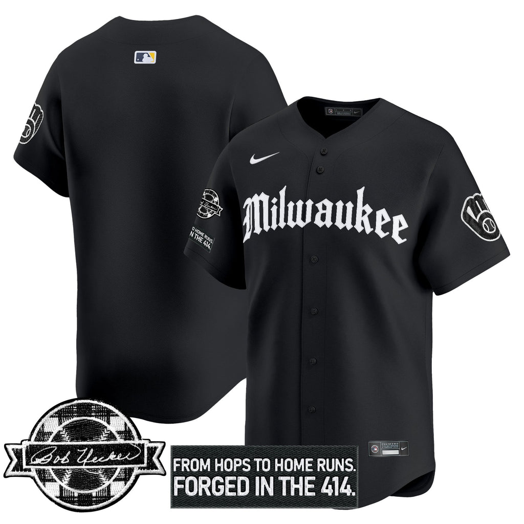 MIL Bob Uecker Patch Vapor Premier Limited Men Jersey - Gothic Edition - All Stitched