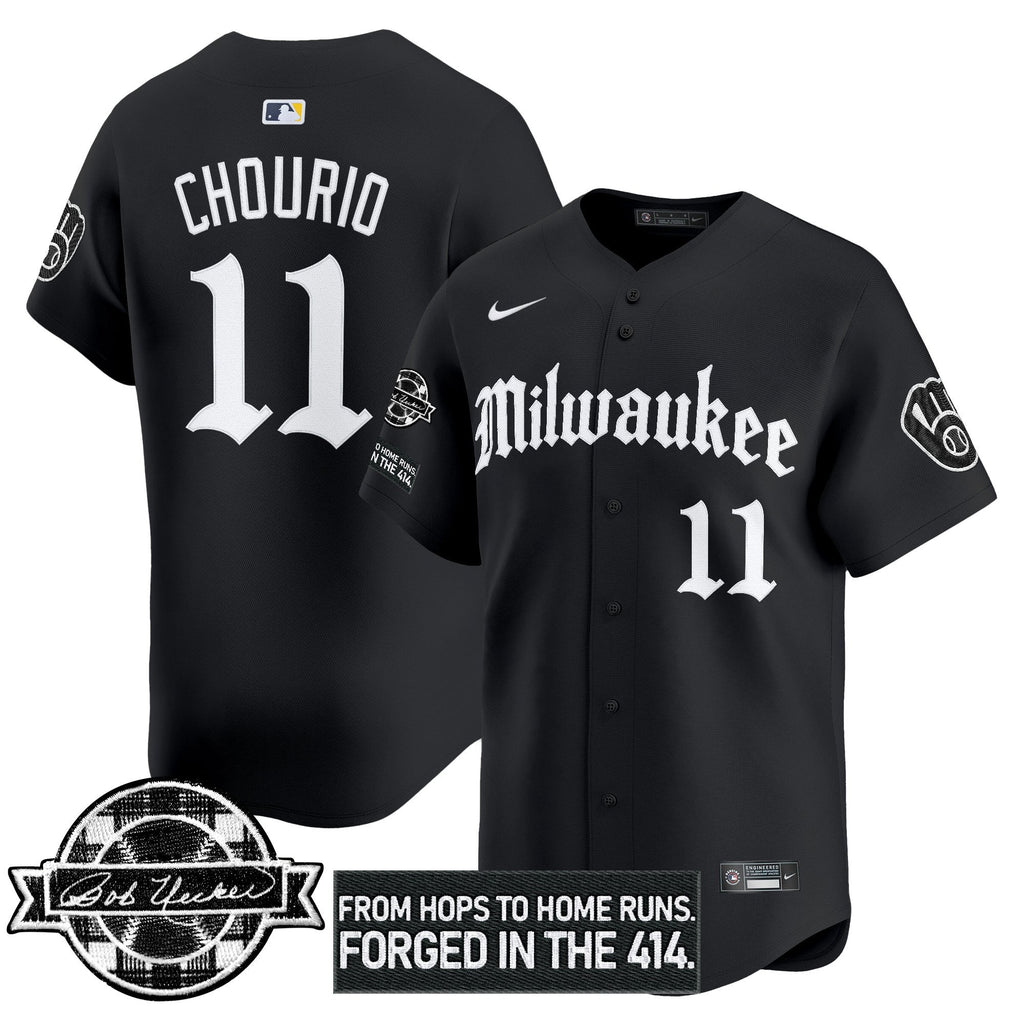 MIL Bob Uecker Patch Vapor Premier Limited Men Jersey - Gothic Edition - All Stitched