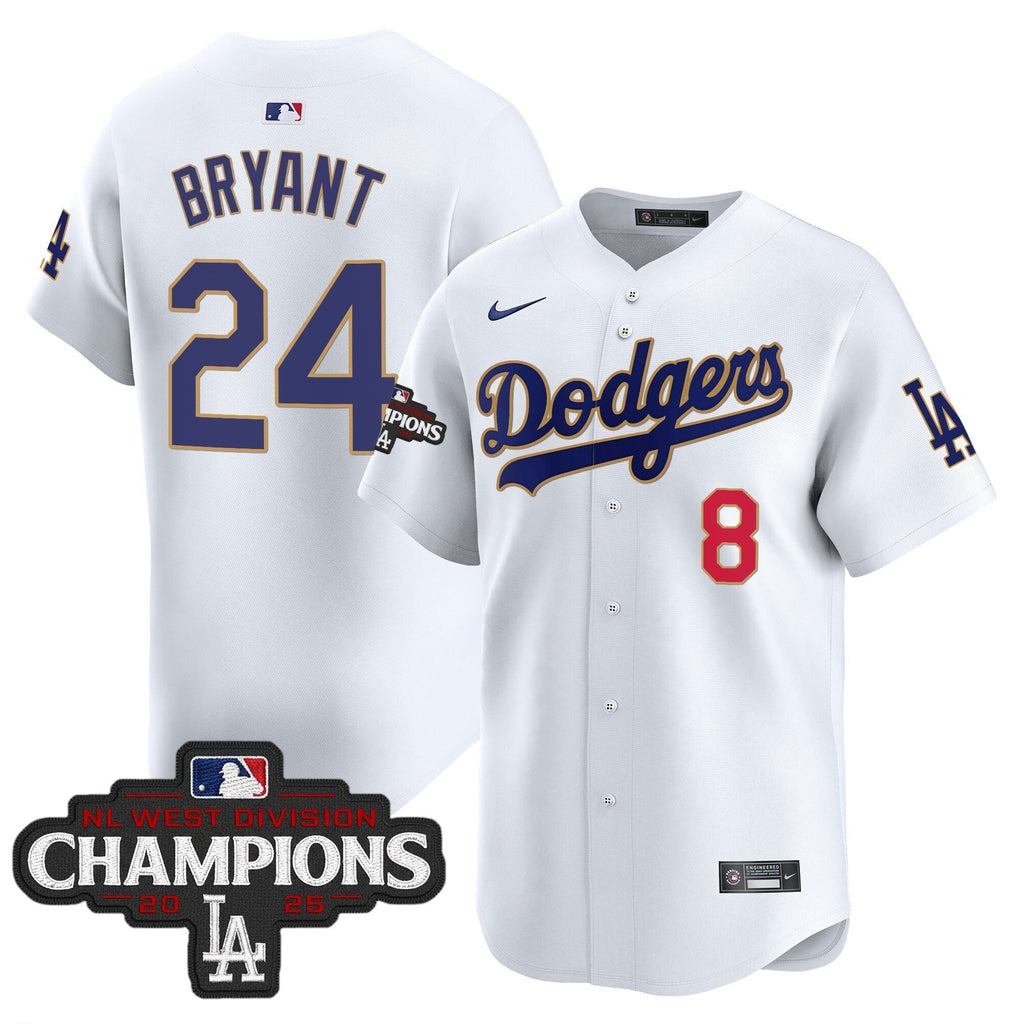 Dodgers 2025 NL West Division Champions Patch Gold Trim Vapor Premier Limited Jersey - All Stitched