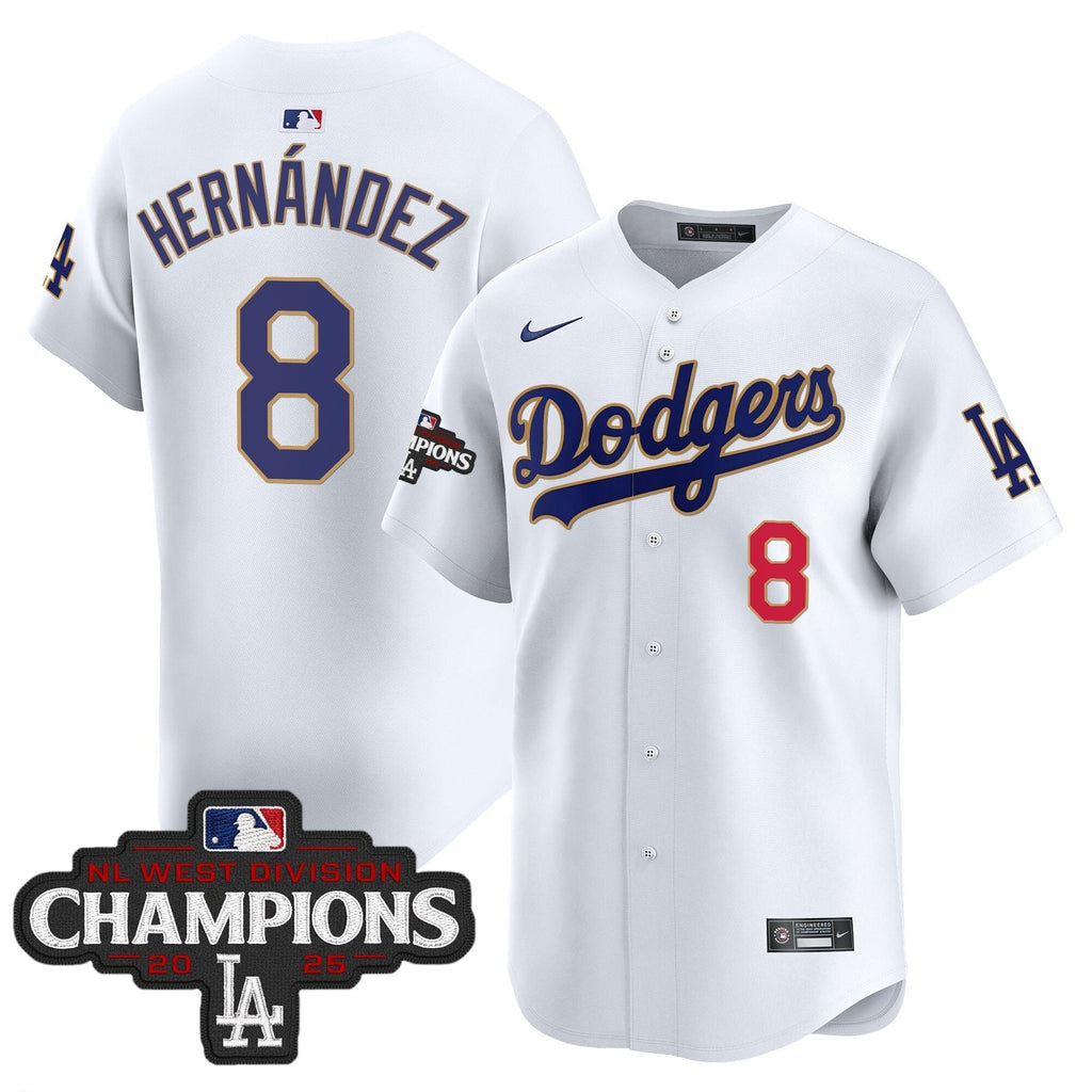 Dodgers 2025 NL West Division Champions Patch Gold Trim Vapor Premier Limited Jersey - All Stitched