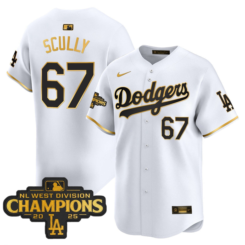 Dodgers 2025 NL West Division Champions Patch Gold Trim Vapor Premier Limited Jersey - All Stitched