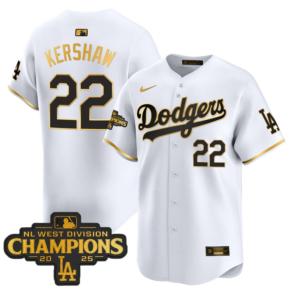 Dodgers 2025 NL West Division Champions Patch Gold Trim Vapor Premier Limited Jersey - All Stitched