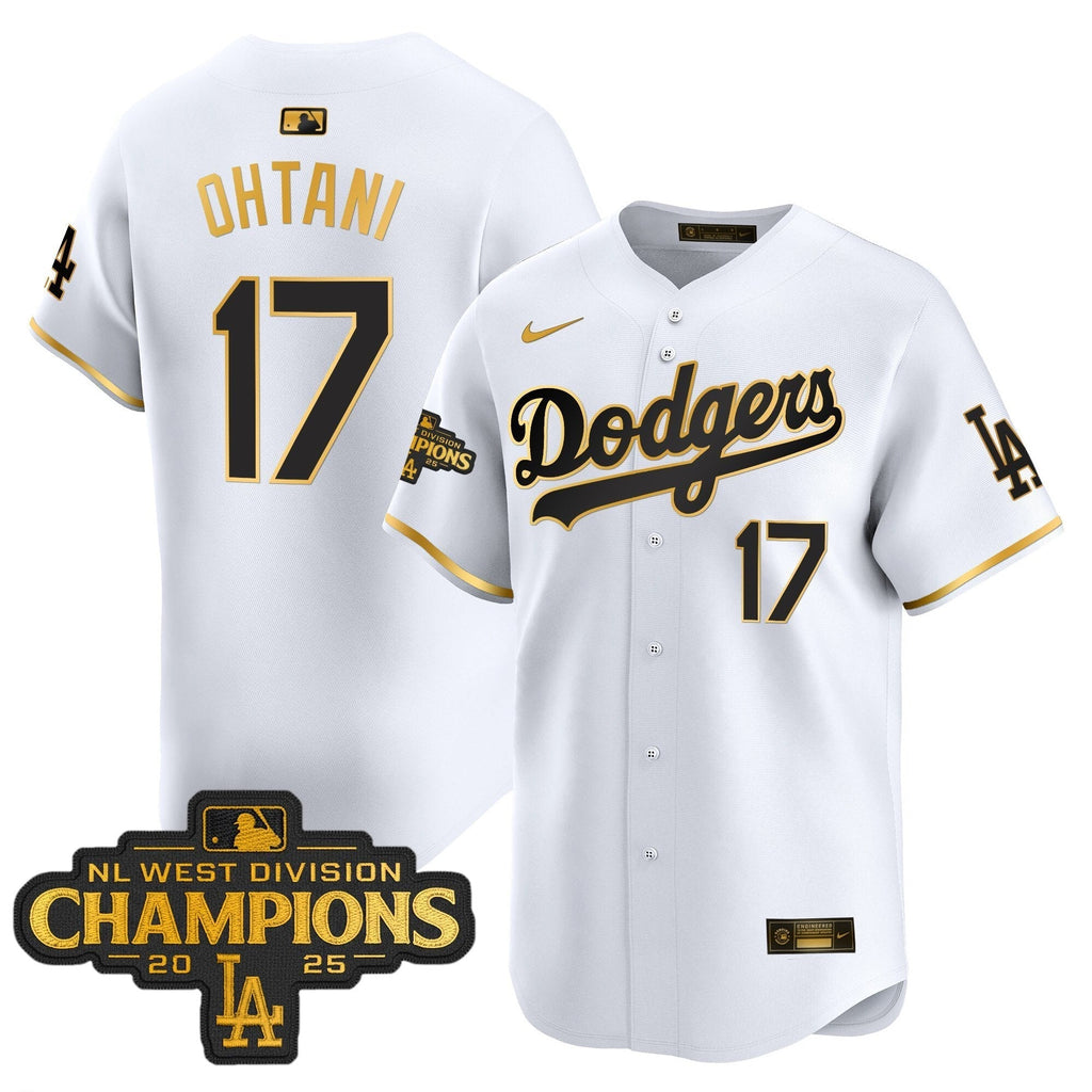 Dodgers 2025 NL West Division Champions Patch Gold Trim Vapor Premier Limited Jersey - All Stitched