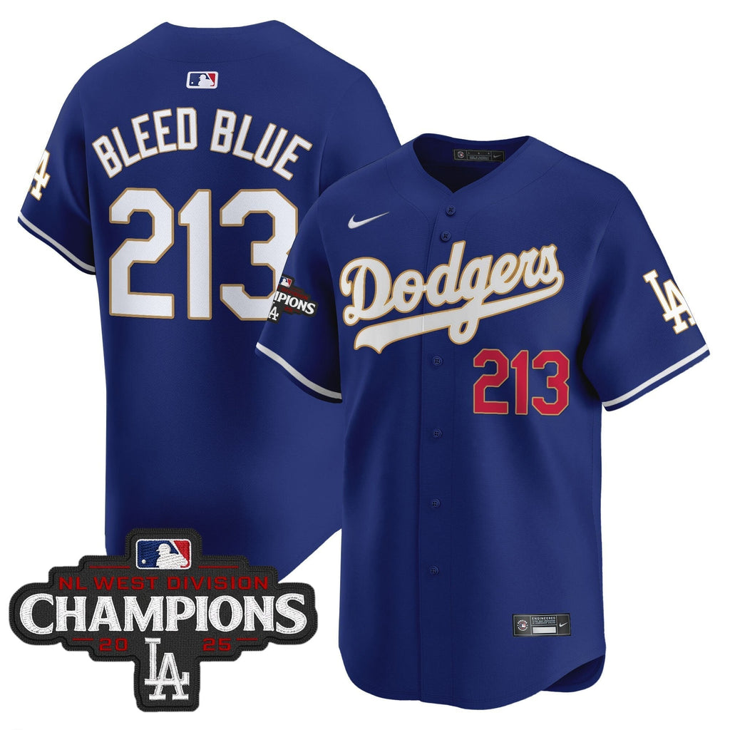 Dodgers 2025 NL West Division Champions Patch Gold Trim Vapor Premier Limited Jersey - All Stitched