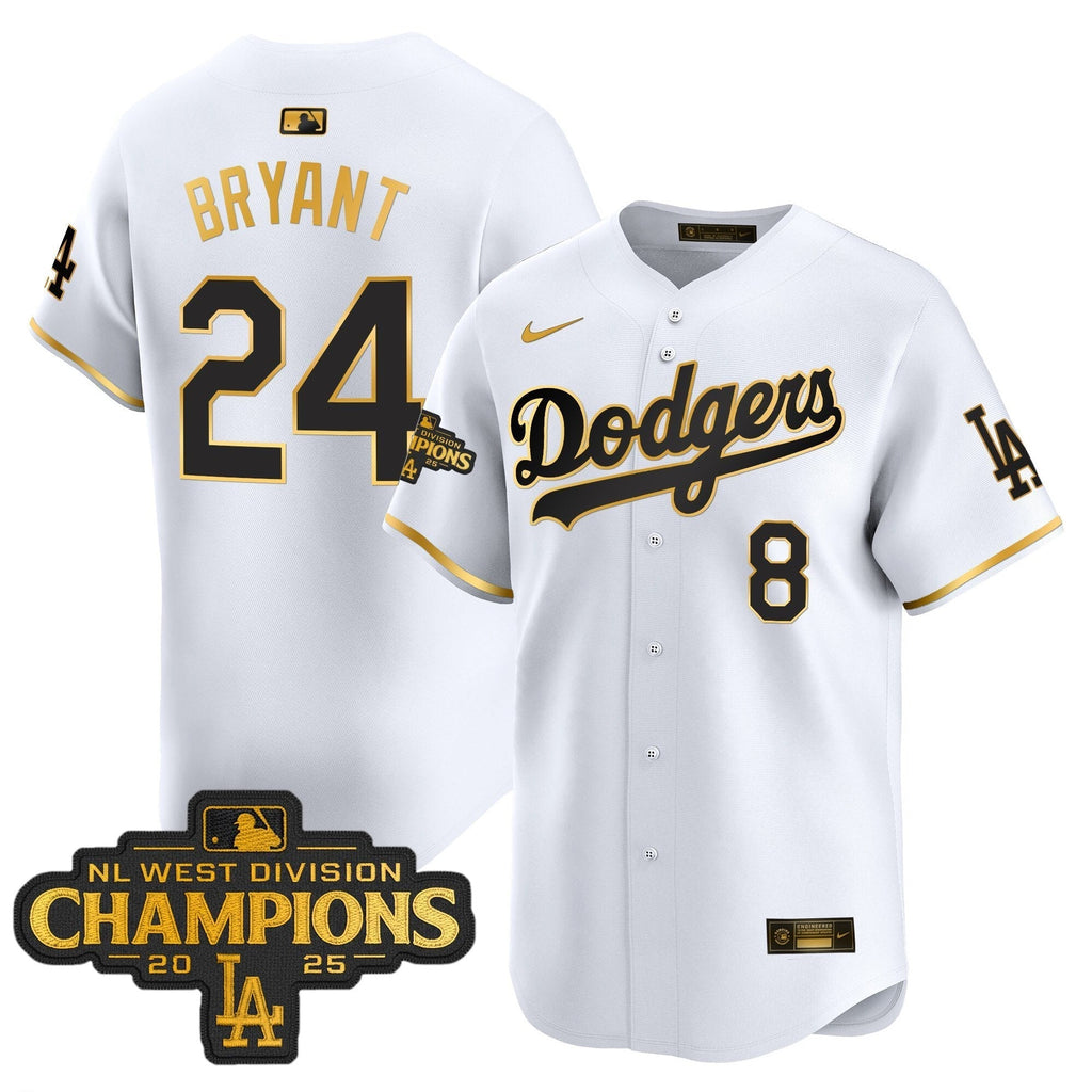 Dodgers 2025 NL West Division Champions Patch Gold Trim Vapor Premier Limited Jersey - All Stitched