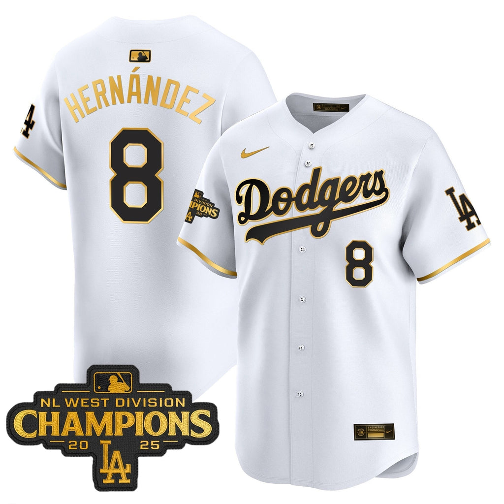 Dodgers 2025 NL West Division Champions Patch Gold Trim Vapor Premier Limited Jersey - All Stitched