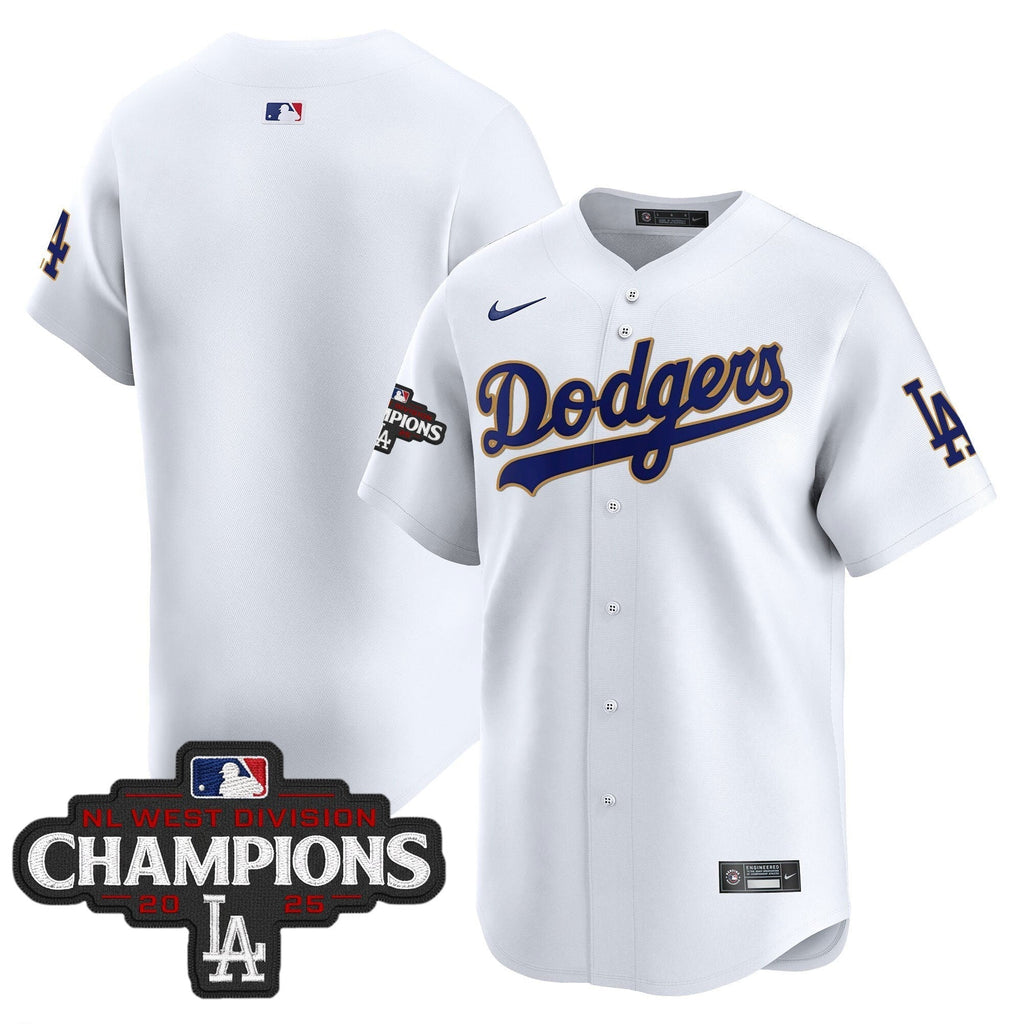 Dodgers 2025 NL West Division Champions Patch Gold Trim Vapor Premier Limited Jersey - All Stitched