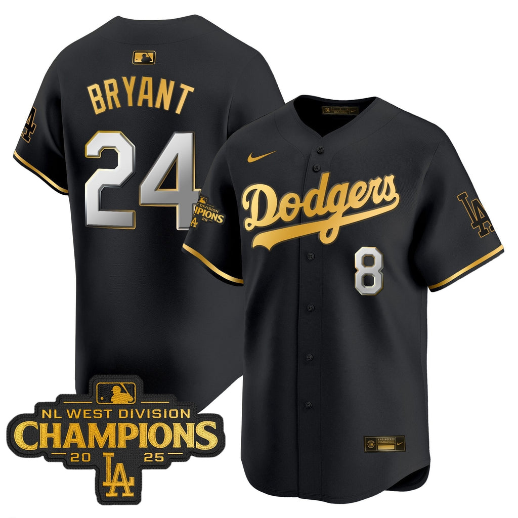 Dodgers 2025 NL West Division Champions Patch Gold Trim Vapor Premier Limited Jersey - All Stitched