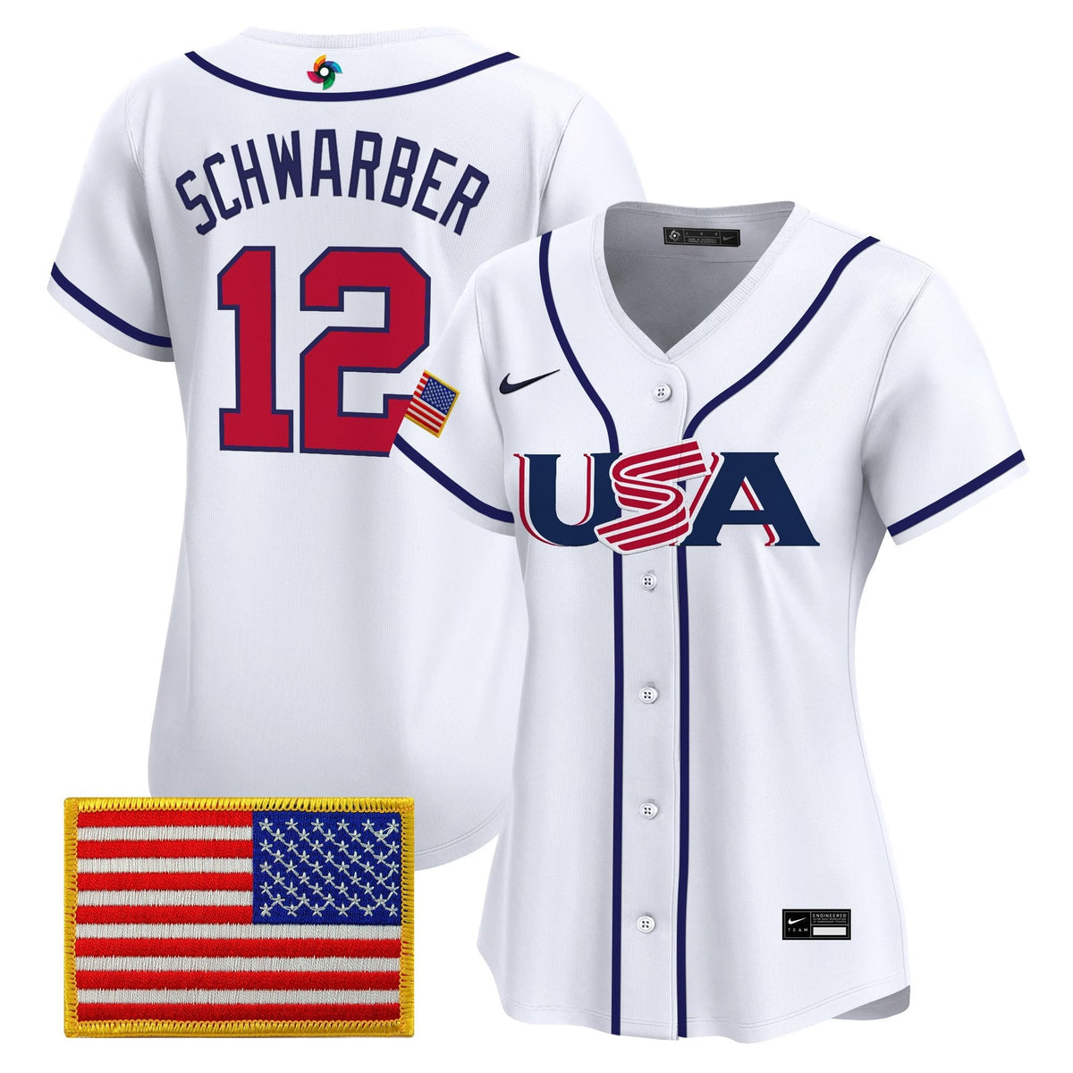 Women's Team USA World Baseball Classic Vapor Premier Jersey - 2026 Roster (Projected Number) - All Stitched
