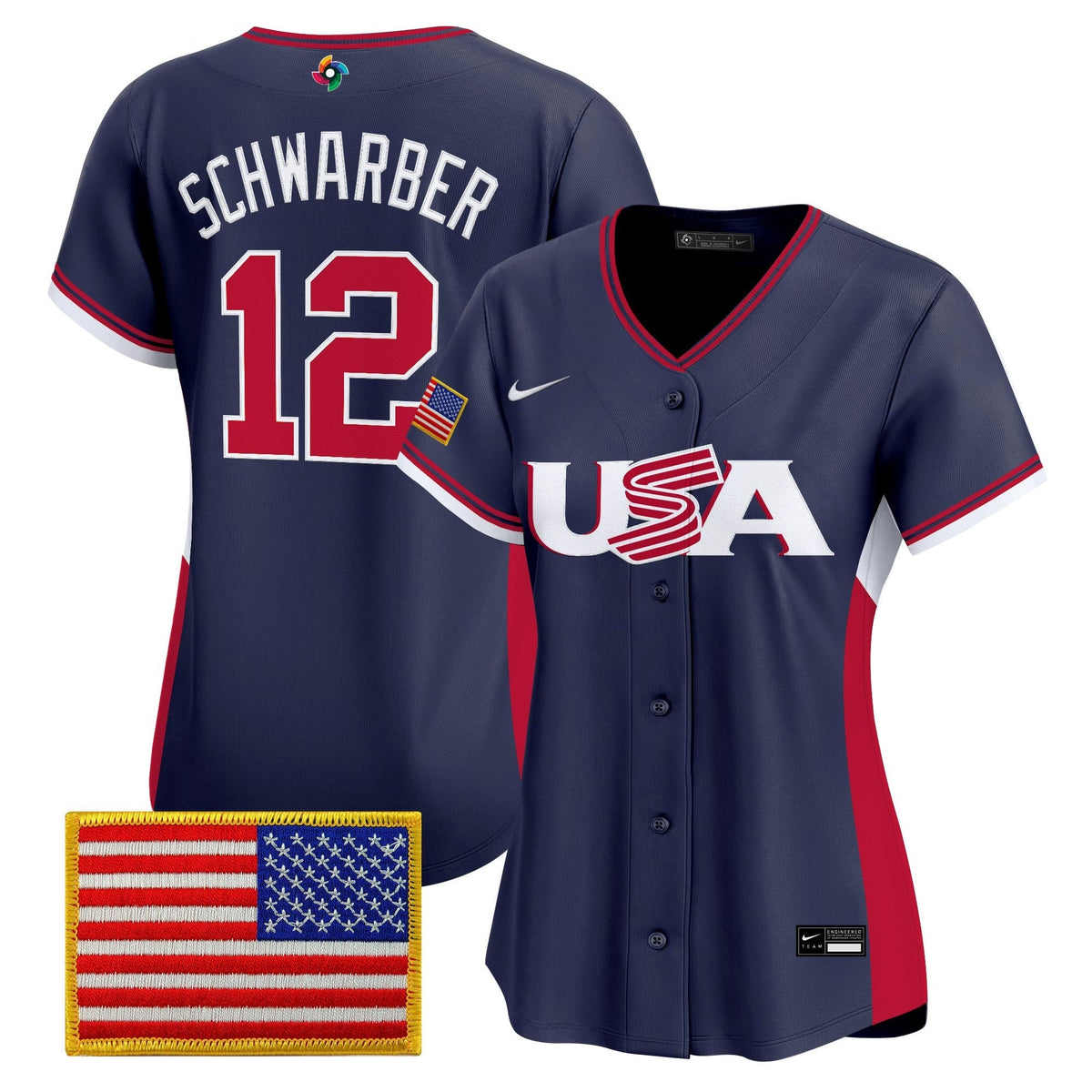 Women's Team USA World Baseball Classic Vapor Premier Jersey - 2026 Roster (Projected Number) - All Stitched