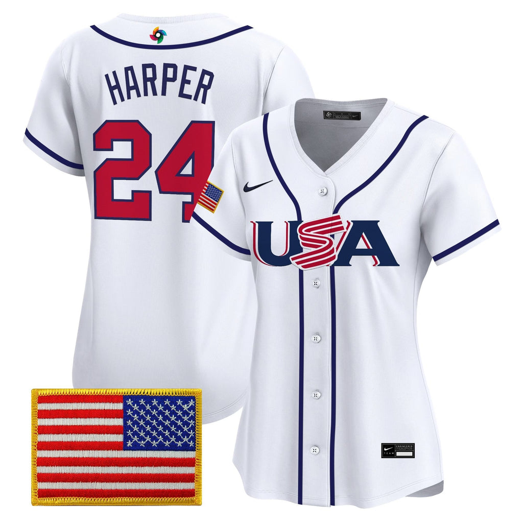 Women's Team USA World Baseball Classic Vapor Premier Jersey - 2026 Roster (Projected Number) - All Stitched