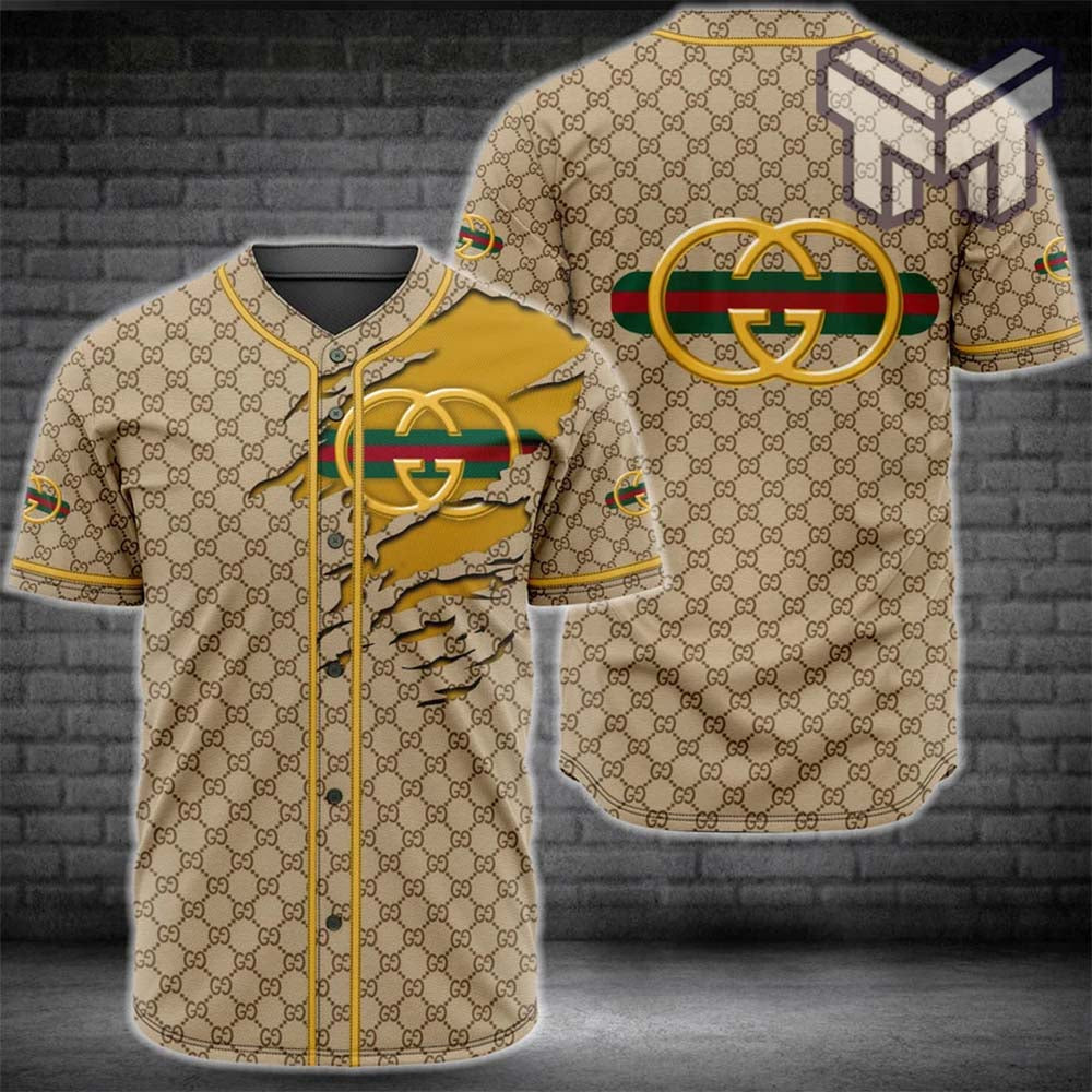 Gucci Brown Baseball Jersey Shirt Luxury Clothing Clothes Sport For Men Women Hot  Type02