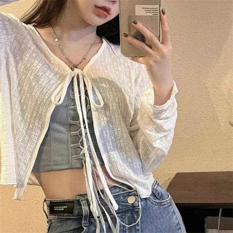 Women's Knitted Summer Top Thin Short Sleeve
