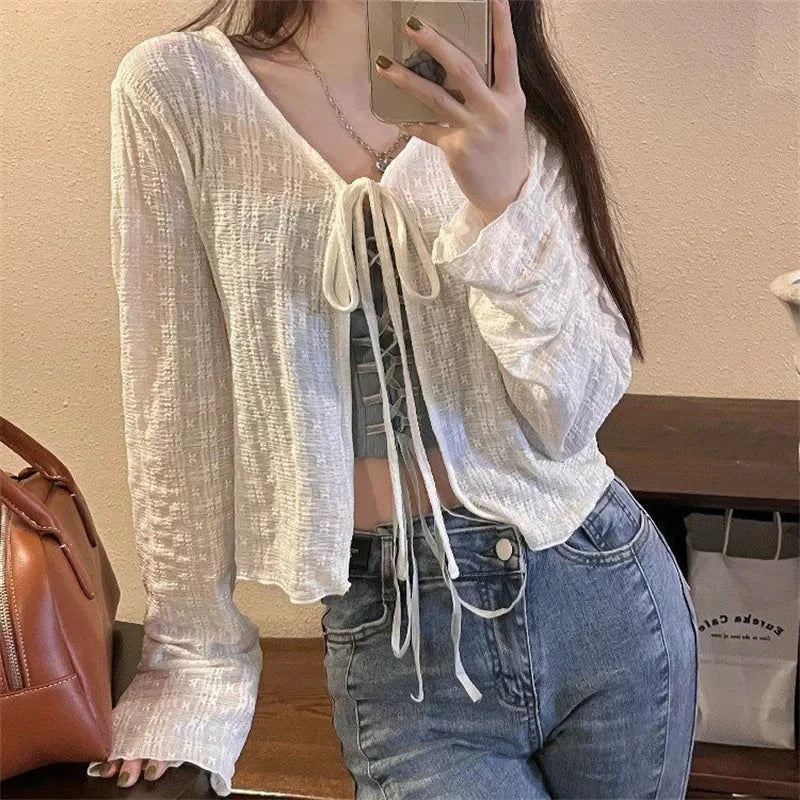 Women's Knitted Summer Top Thin Short Sleeve