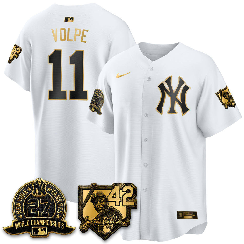 New York Yankees 2026 Jackie Robinson Day Vapor Limited Gold Edition Jersey - All Stitched
