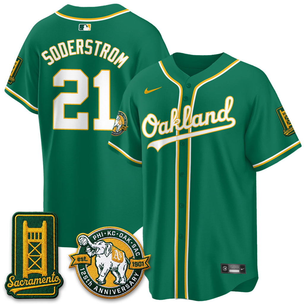 Oakland Athletics 2026 Black Out Style - Celebrating 125 Years -  Limited Vapor Jersey - All Stitched