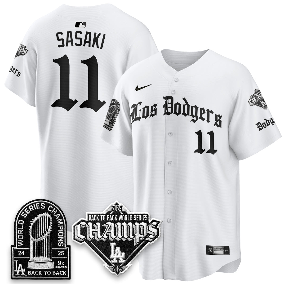 Los Angeles Dodgers World Series Champions B2B Patch Vapor Premier Limited Gothic Edition Jersey - All Stitched