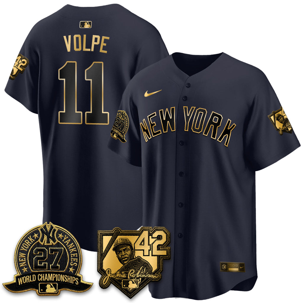 New York Yankees 2026 Jackie Robinson Day Vapor Limited Gold Edition Jersey - All Stitched