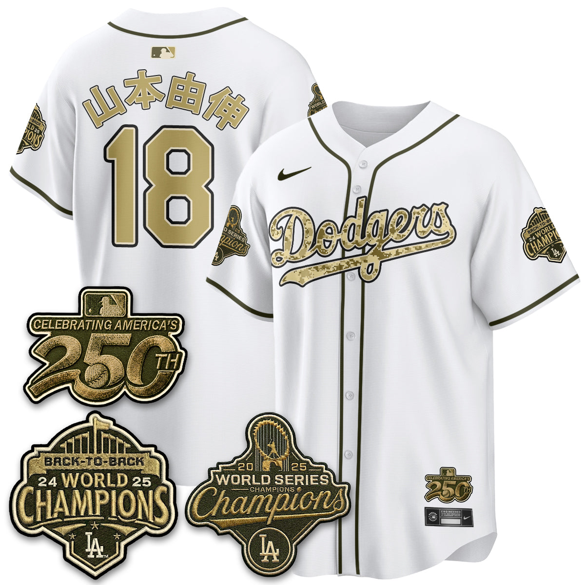Los Angeles Dodgers Military Appreciation Game Day Jersey -All Stitched