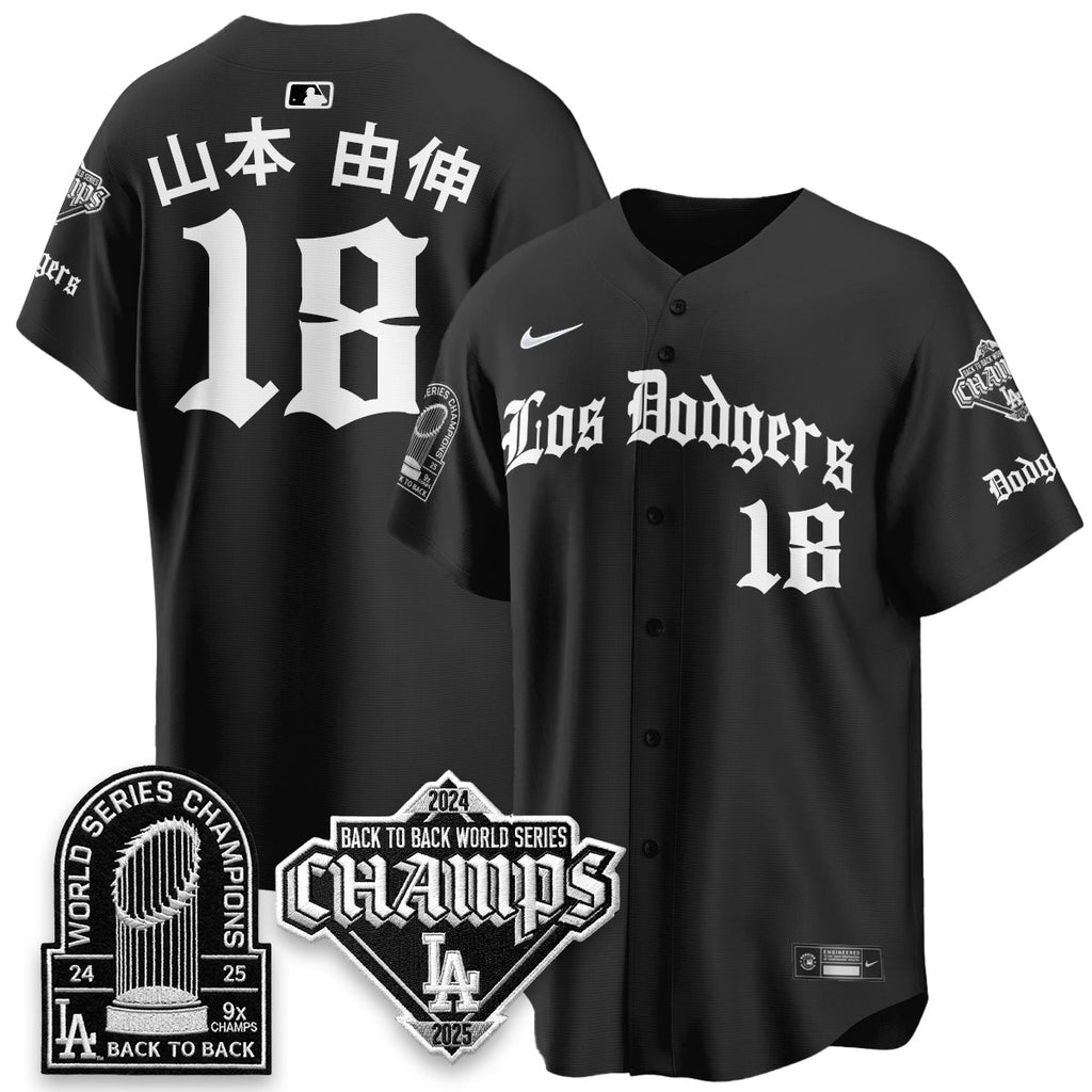 Los Angeles Dodgers World Series Champions B2B Patch Vapor Premier Limited Gothic Edition Jersey - All Stitched