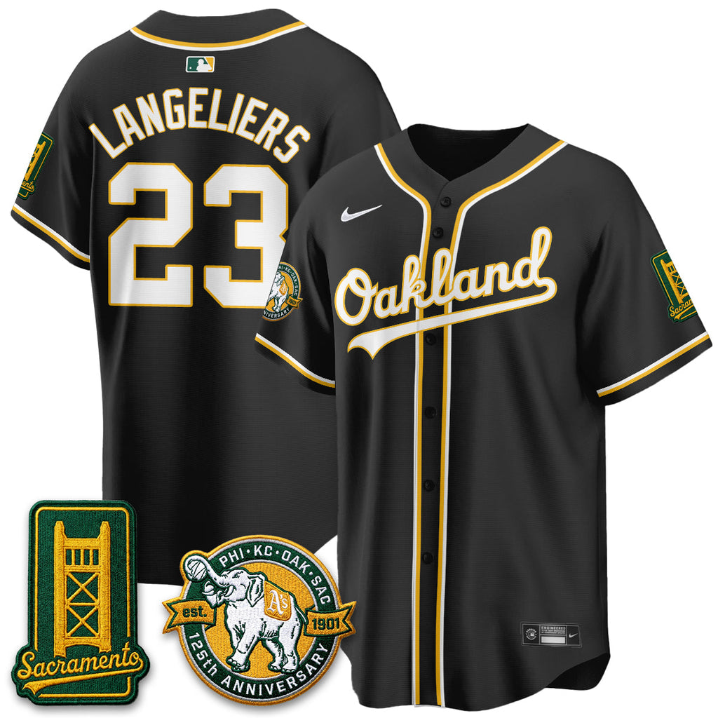 Oakland Athletics 2026 Black Out Style - Celebrating 125 Years -  Limited Vapor Jersey - All Stitched
