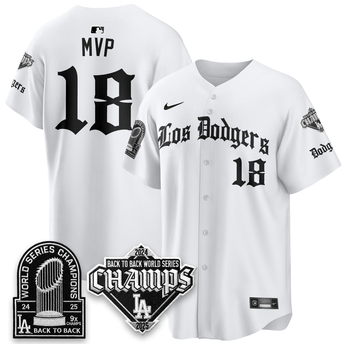 Los Angeles Dodgers World Series Champions B2B Patch Vapor Premier Limited Gothic Edition Jersey - All Stitched