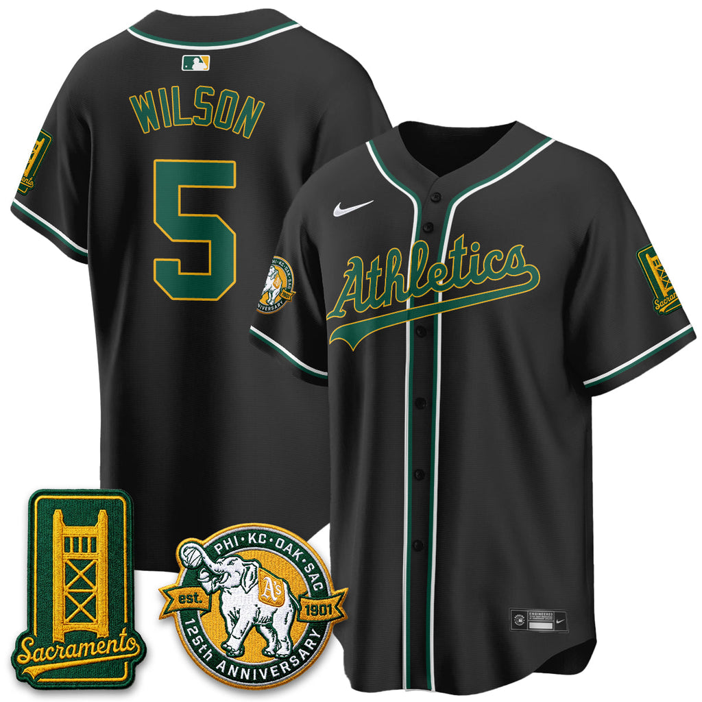 Oakland Athletics 2026 Black Out Style - Celebrating 125 Years -  Limited Vapor Jersey - All Stitched