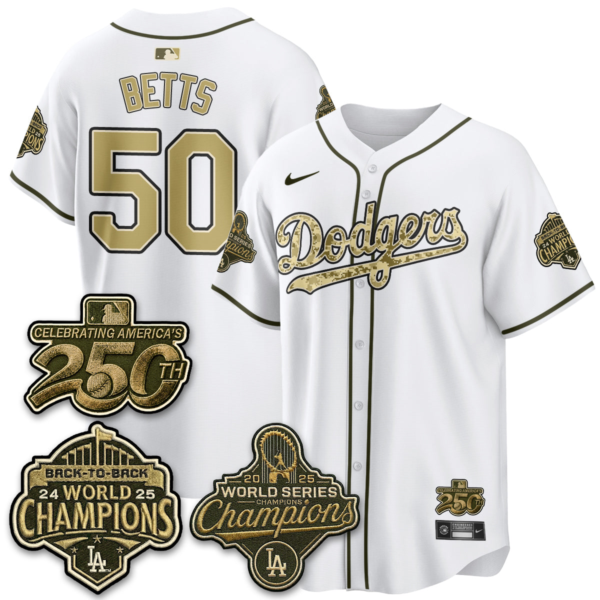 Los Angeles Dodgers Military Appreciation Game Day Jersey -All Stitched