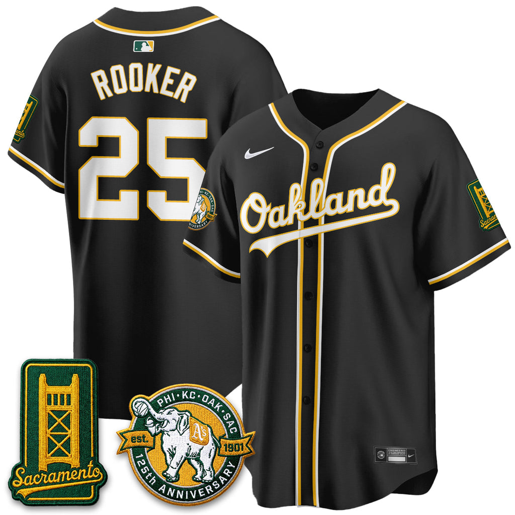 Oakland Athletics 2026 Black Out Style - Celebrating 125 Years -  Limited Vapor Jersey - All Stitched