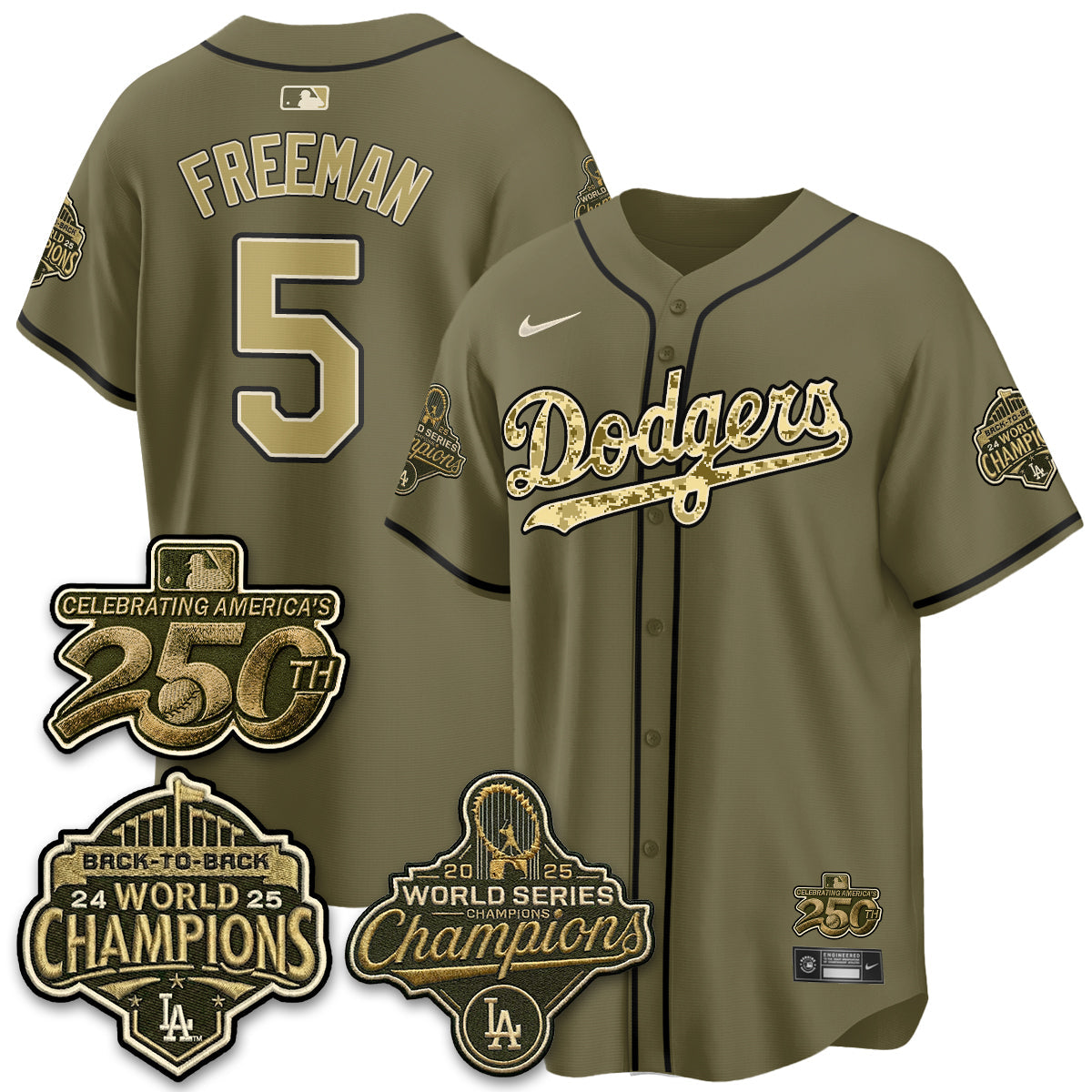 Los Angeles Dodgers Military Appreciation Game Day Jersey -All Stitched