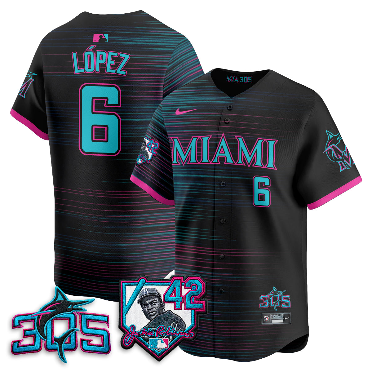 Miami Marlins 2026 Jackie Robinson New Era Vapor Limited Jersey - All Stitched