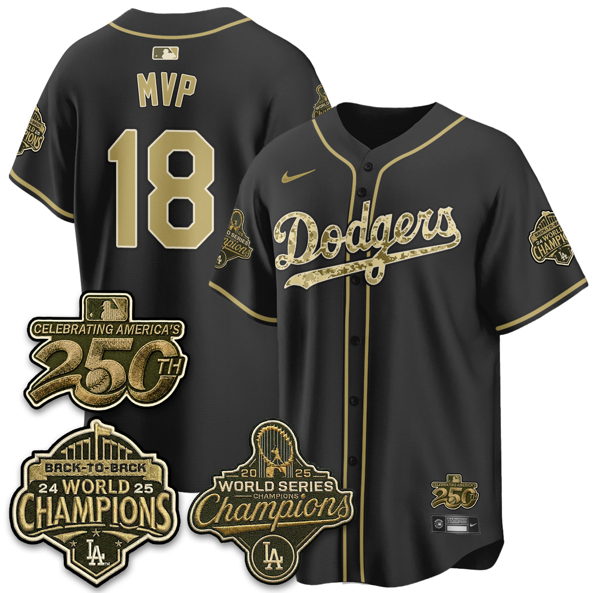 Los Angeles Dodgers Military Appreciation Game Day Jersey -All Stitched