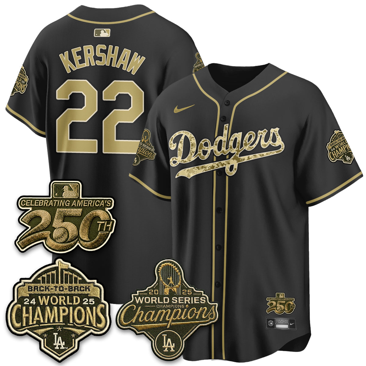 Los Angeles Dodgers Military Appreciation Game Day Jersey -All Stitched
