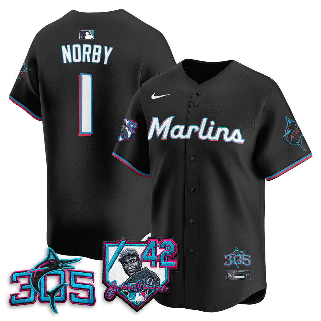 Miami Marlins 2026 Jackie Robinson New Era Vapor Limited Jersey - All Stitched