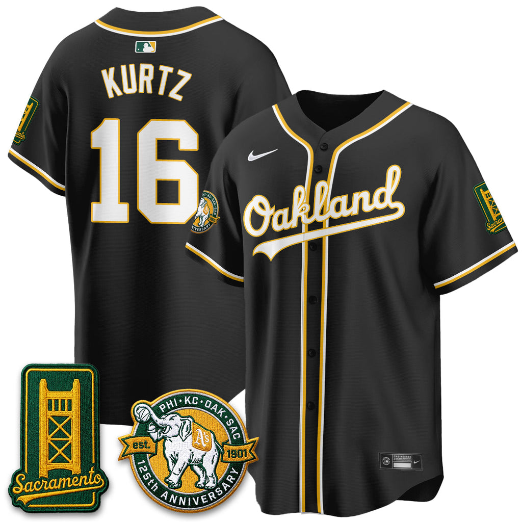 Oakland Athletics 2026 Black Out Style - Celebrating 125 Years -  Limited Vapor Jersey - All Stitched