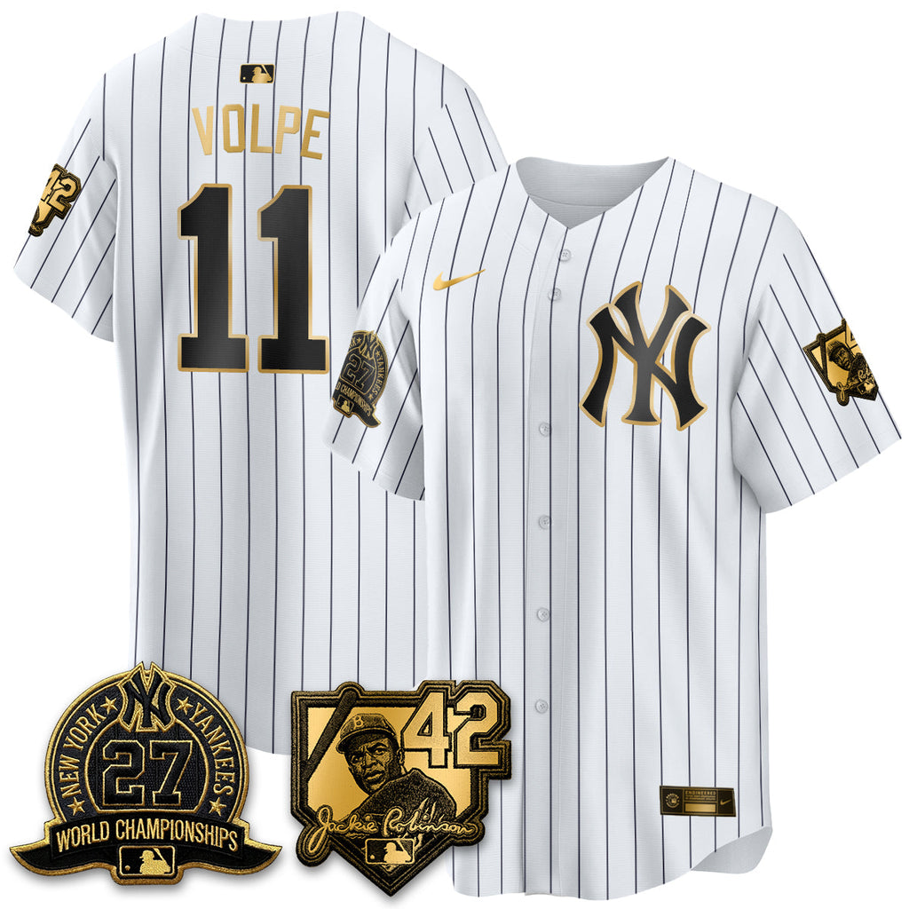 New York Yankees 2026 Jackie Robinson Day Vapor Limited Gold Edition Men Jersey - All Stitched