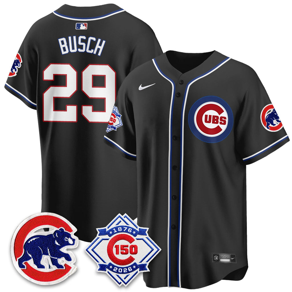 Chicago Cubs 150th Anniversary Black Out Style Vapor Premier Limited Jersey - All Stitched