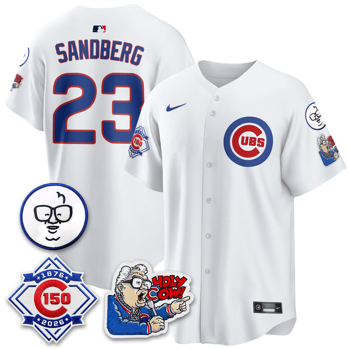 Chicago Cubs 150th Anniversary Harry Caray Holy Cow Vapor Premier Limited Jersey - All Stitched V2