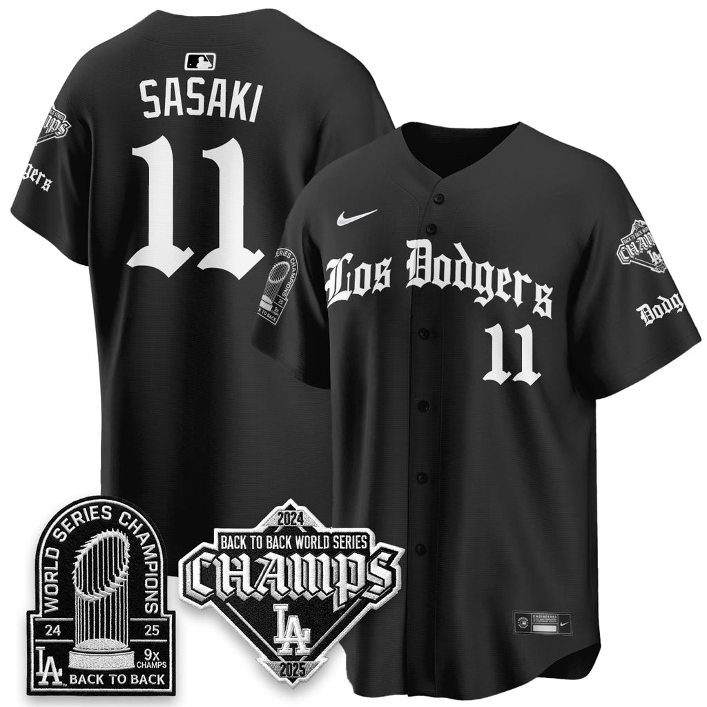 Los Angeles Dodgers World Series Champions B2B Patch Vapor Premier Limited Gothic Edition Jersey - All Stitched