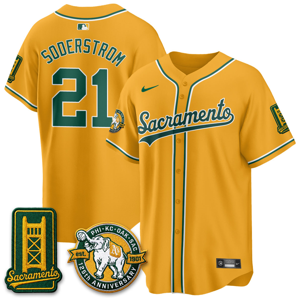 Oakland Athletics 2026 Black Out Style - Celebrating 125 Years -  Limited Vapor Jersey - All Stitched