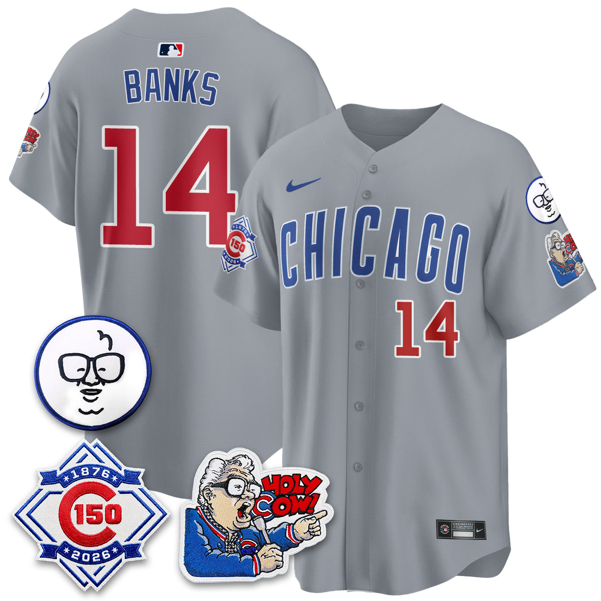 Chicago Cubs 150th Anniversary Harry Caray Holy Cow Vapor Premier Limited Jersey - All Stitched V2